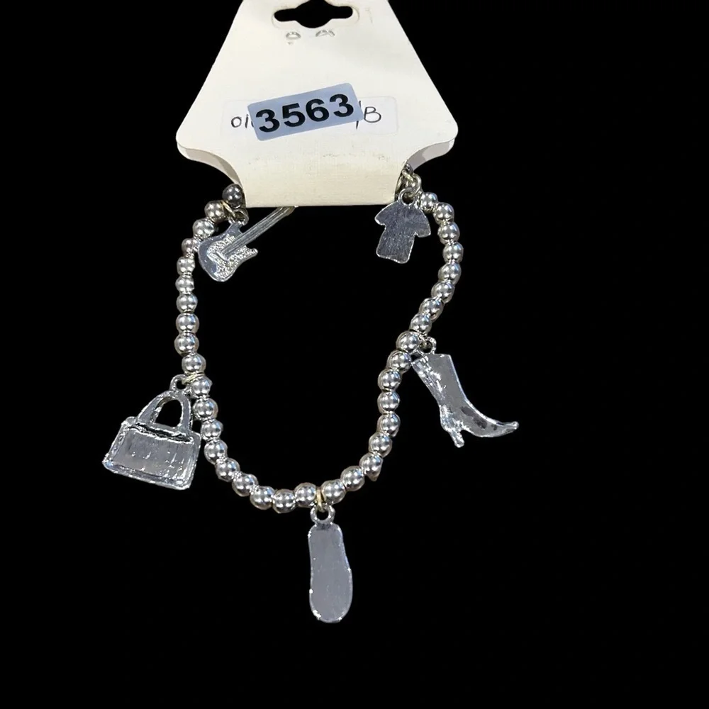 Stephan & Co. Silver Tone Stretch Charm Bracelet